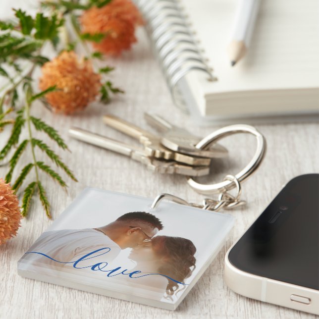 Personalized Photo and Text Photo Collage Keychain (Front Right)