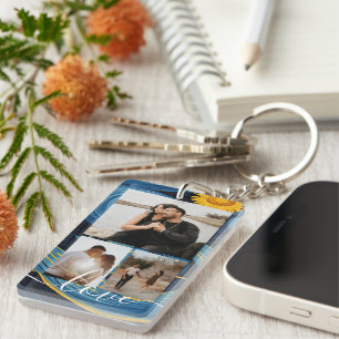 Personalized Photo and Text Photo Collage  Keychain