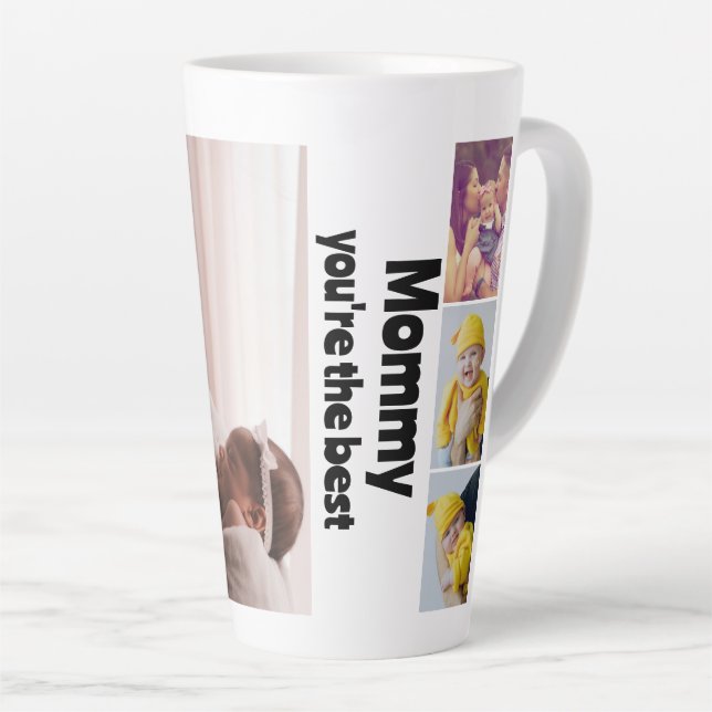 Personalized Photo and Text Photo Collage Latte Mug (Right Angle)