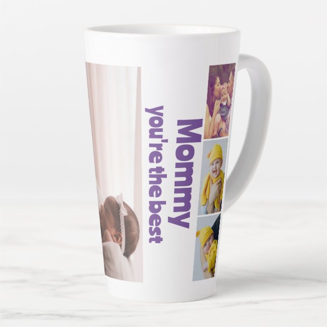 Personalized Photo and Text Photo Collage Latte Mug (Right Angle)