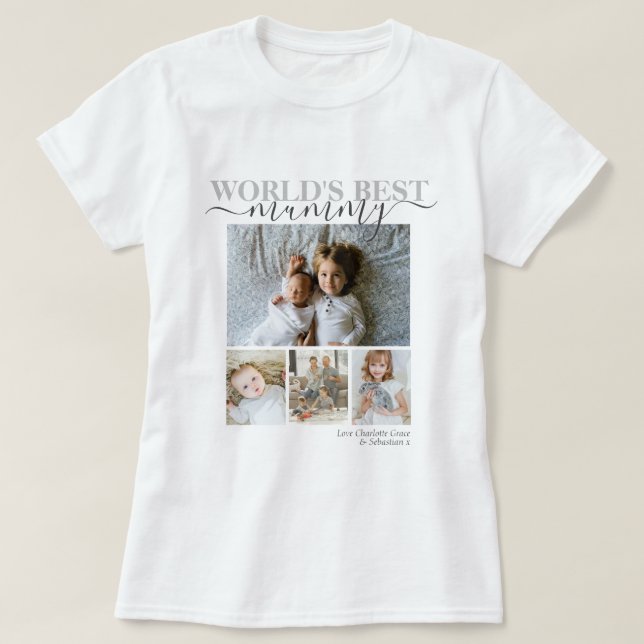 Personalized Photo and Text Photo Collage T-Shirt (Design Front)