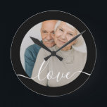 Personalized Photo and Text Photo Round Clock<br><div class="desc">Make a Personalized Photo wall clock from Ricaso - add your own photo and text - photo keepsake gifts</div>