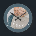 Personalized Photo and Text Photo Round Clock<br><div class="desc">Make a Personalized Photo wall clock from Ricaso - add your own photo and text - photo keepsake gifts</div>