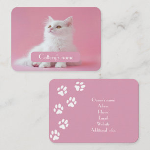 Personalized Photo and Text Pink Cattery Calling Card