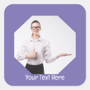 Personalized Photo and Text Polygon Frame Square Sticker