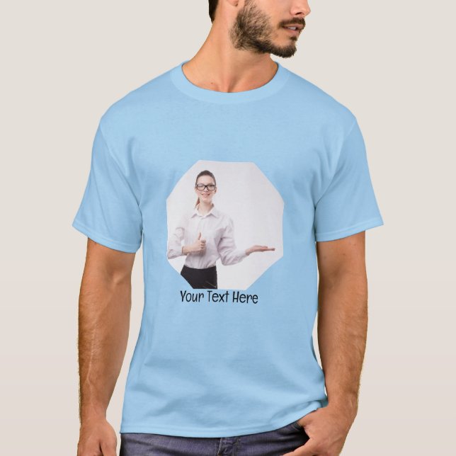 Personalized Photo and Text Polygon Frame T-Shirt (Front)