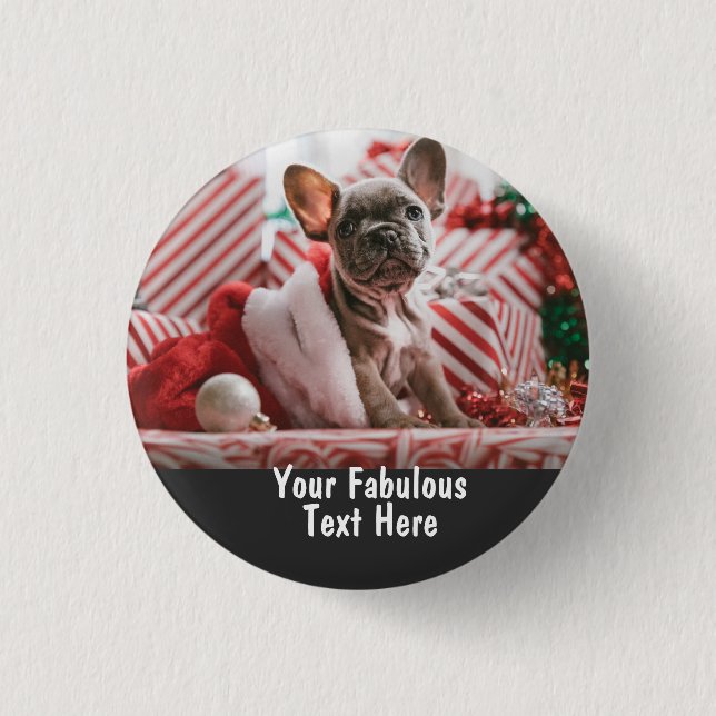 Personalized photo and text Small Cute 1 Inch Round Button (Front)