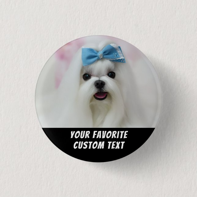 Personalized Photo and Text Small Cute Design 1 Inch Round Button (Front)