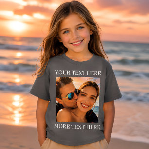Personalized Photo and Text Smoke Grey T-Shirt