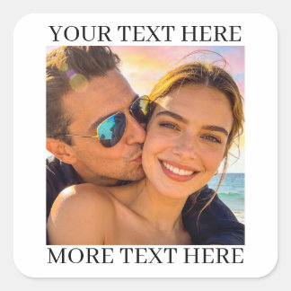 Personalized Photo and Text Square Sticker
