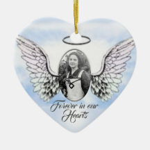 Personalized Photo Angel Wings and Heart Memorial