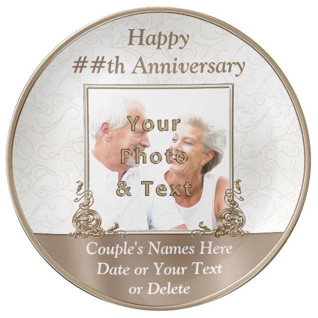 Personalized Photo Anniversary Gifts by Year Plate (Front)