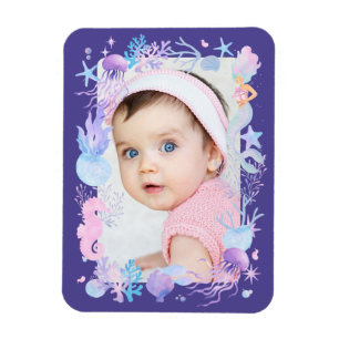 Personalized Photo Baby Girl Little Mermaid Purple Magnet