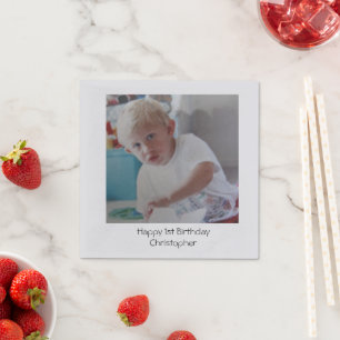 Personalized Photo Baby Kids 1st First Birthday  Napkin