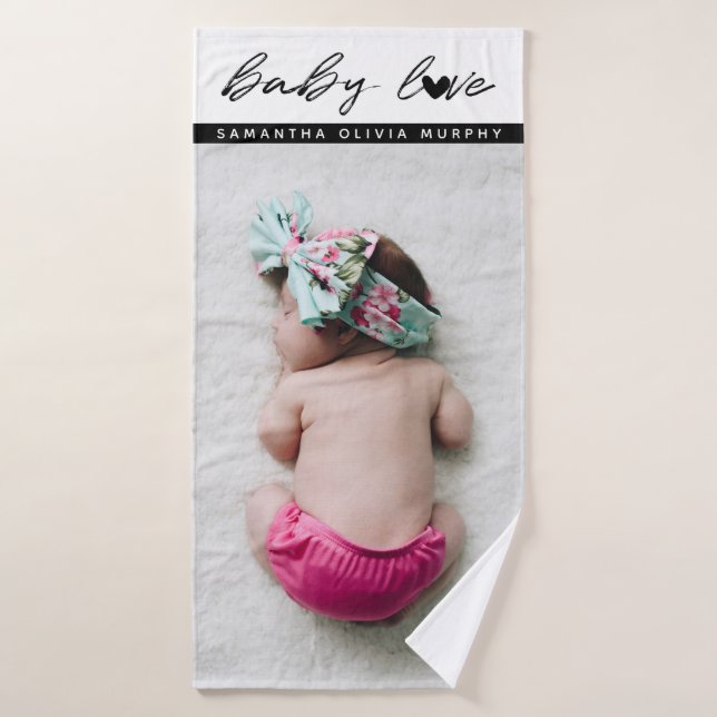 Personalized Photo Baby Love & Name Memories Bath Towel (Bath Towel)