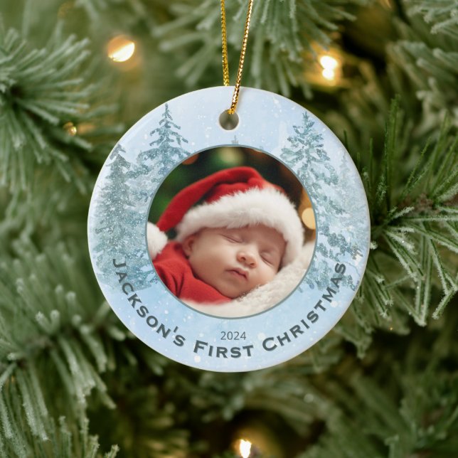  Personalized Photo Baby's First Christmas Ceramic Ornament (Tree)