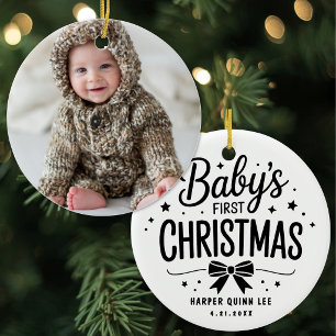 Personalized Photo Babys First Christmas Ceramic Ornament