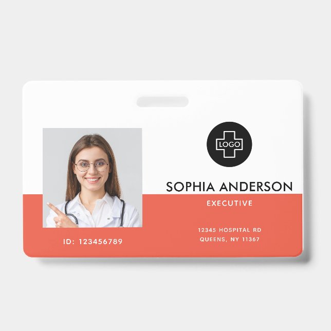 Personalized Photo, Bar Code, Logo, Name Badge (Front)