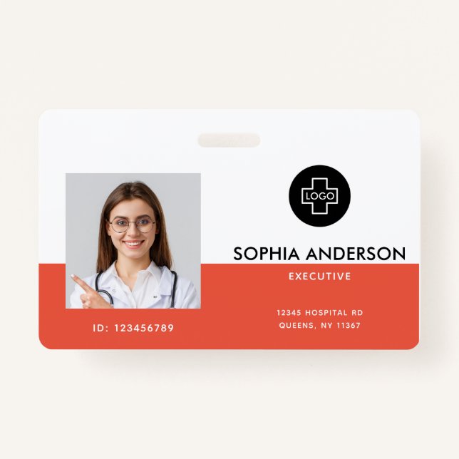 Personalized Photo, Bar Code, Logo, Name Badge (Front)