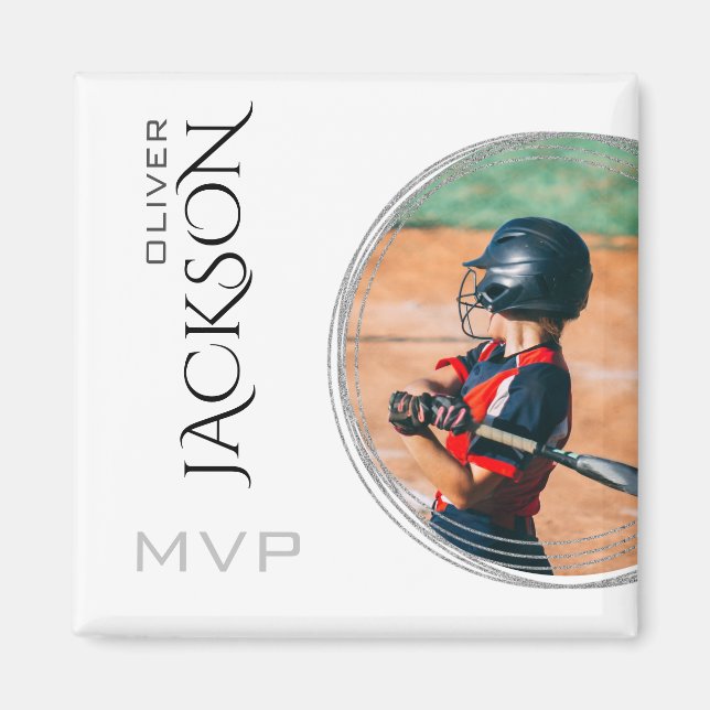 Personalized Photo Baseball Card Magnet (Front)