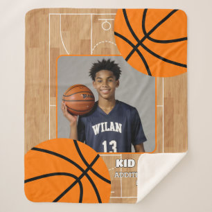 Personalized Photo Basketball Player Name Sherpa Blanket