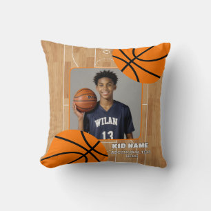 Personalized Photo Basketball Player Name Throw Pillow