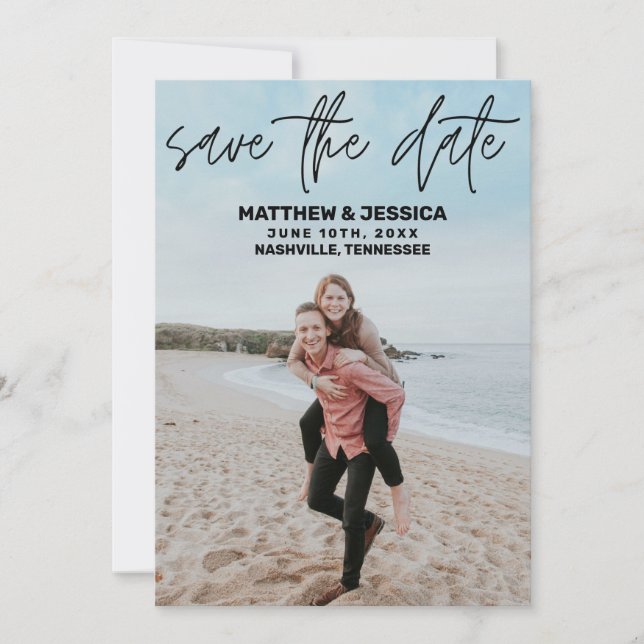 Personalized Photo Beach Save the Date (Front)