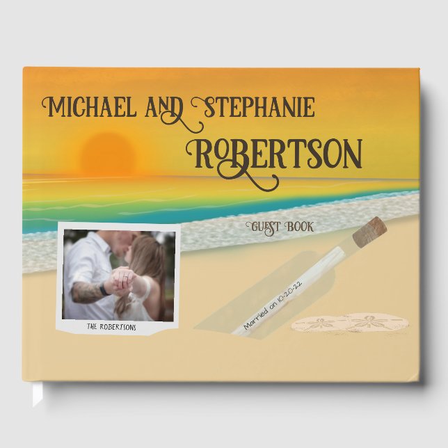 Personalized Photo Beach Wedding Guest Book (Front)