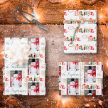 Personalized Photo BELIEVE Christmas Typography Wrapping Paper Sheet<br><div class="desc">Create your own personalized coordinated set of novelty Christmas giftwrap in featuring your photo, name and a festive BELIEVE typography design filled with Christmas icons like Santa, elves, reindeer, etc. ASSISTANCE: For help with design modification or personalization or if you would like coordinating items, contact the designer BEFORE ORDERING via...</div>