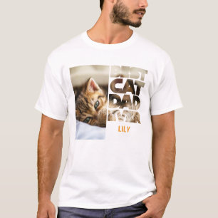 Personalized Photo Best Cat dad ever T-Shirt