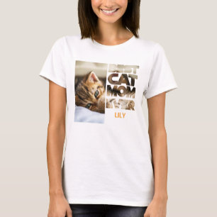 Personalized Photo Best Cat mom ever T-Shirt