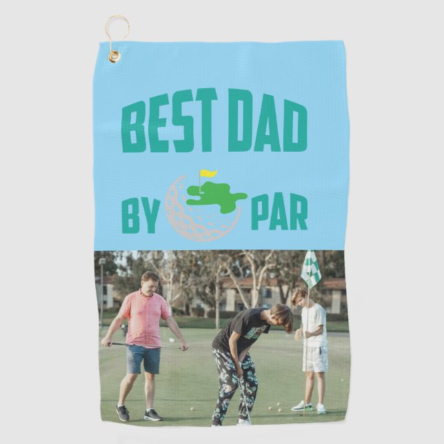 Personalized Photo Best Dad By Par  Golf Towel (Front)