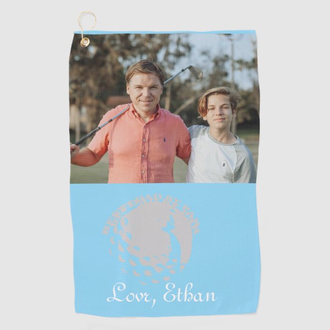 Personalized Photo Best Dad By Par Golf Towel (Front)