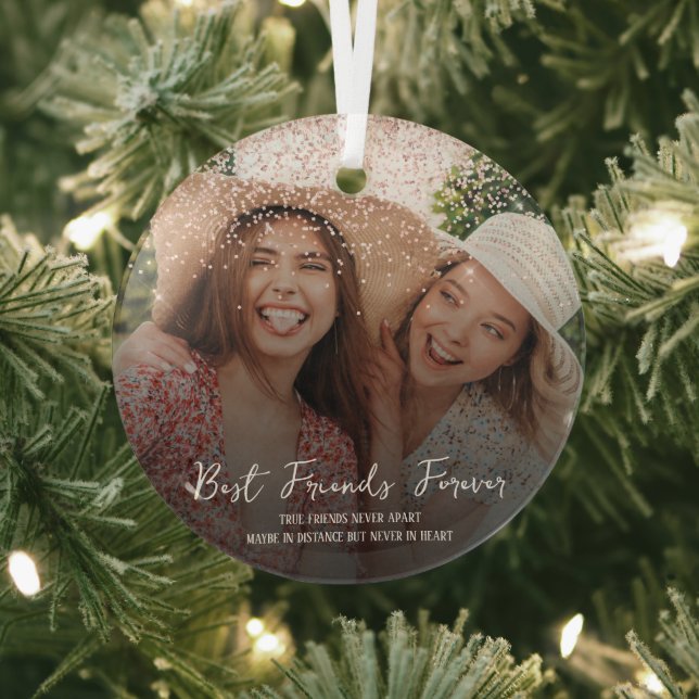 Personalized photo best friend glass ornament (Insitu)