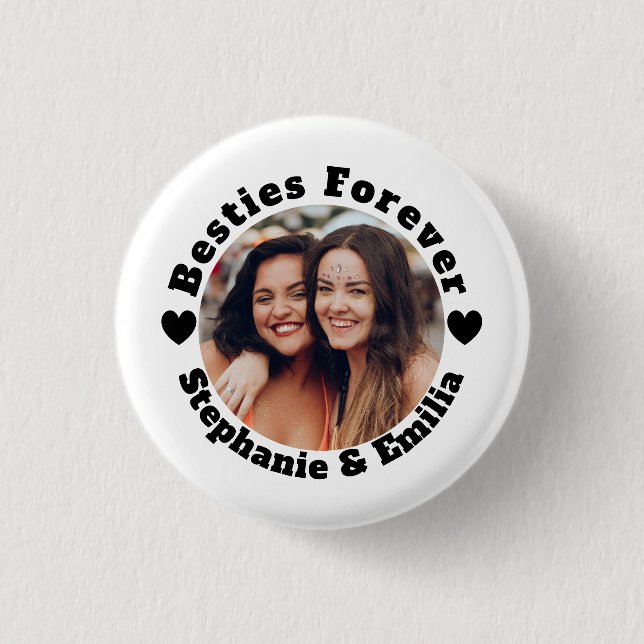 Personalized photo best friends BFF  1 Inch Round Button (Front)