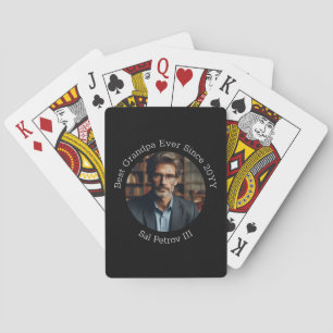Personalized Photo Best Grandpa Ever Black Playing Cards