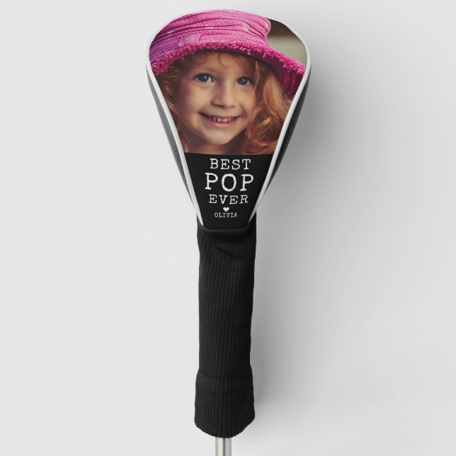 Personalized Photo Best Pop Ever Black And White Golf Head Cover (Front)