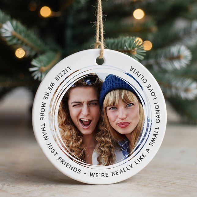 Personalized Photo Besties Small Gang Ceramic Ornament (Creator Uploaded)