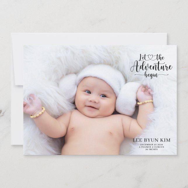 Personalized Photo Birth Announcement (Front)