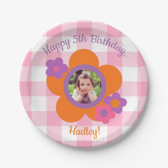 Personalized Photo Birthday Paper Plates (Front)
