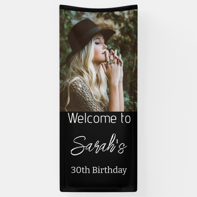 Personalized Photo Birthday Party Script Welcome  Banner (Vertical)