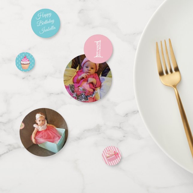 Personalized Photo & Birthday Year Confetti (Group)