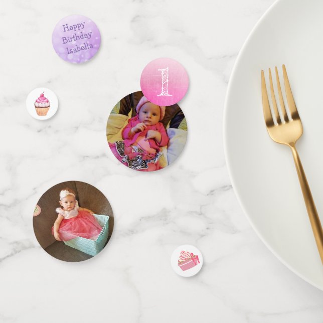 Personalized Photo & Birthday Year Confetti (Group)