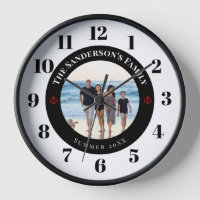 Personalized Photo Black Circle with Red Anchor
