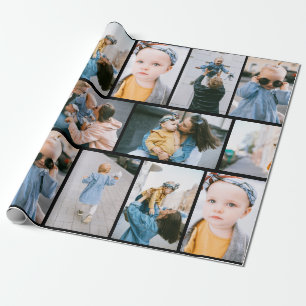 Personalized Photo Black Wrapping Paper