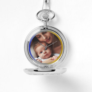 Personalized Photo Blue Silver, Gold Colour Pocket Watch