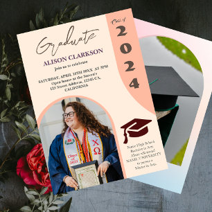 Personalized Photo Bold 2024 Arch Retro Graduation Invitation