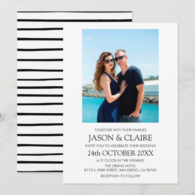 Personalized Photo Bold Typography Simple Wedding Invitation (Front/Back)