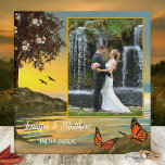 Personalized Photo Butterfly Waterfront Wedding Binder<br><div class="desc">Wedding binder featuring your own favourite photo framed by a romantic coastal landscape painting with butterflies and a blossoming tree. This binder is great as a wedding planner,  wedding guestbook or photo album for your wedding photos.</div>