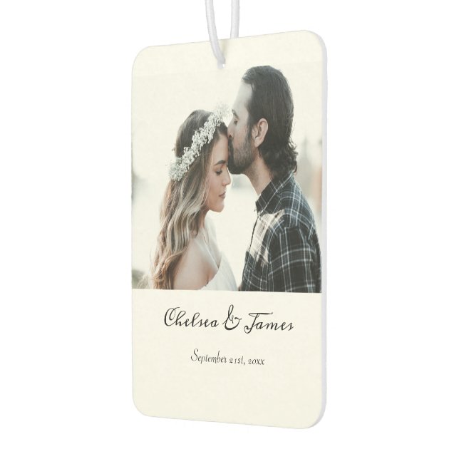 Personalized Photo Calligraphy Name Date  Air Freshener (Left)